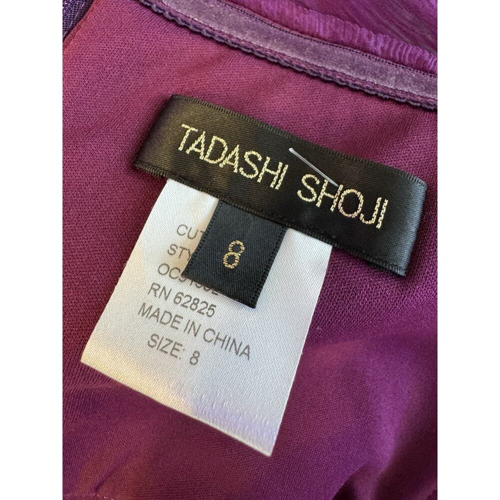 Tadashi Shoji Silk Purple Strapless Gown Sz 8 Ruched Formal Evening Maxi Dress - Picture 15 of 15